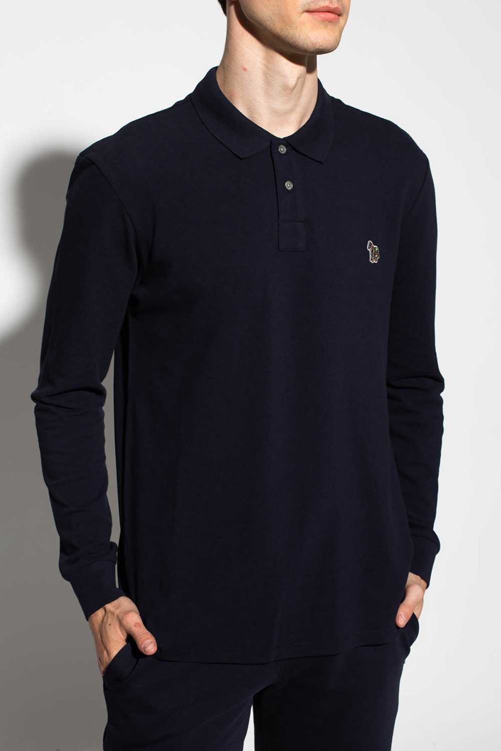 PS Paul Smith Camisa Polo Malwee Reta Listrada Azul-Marinho